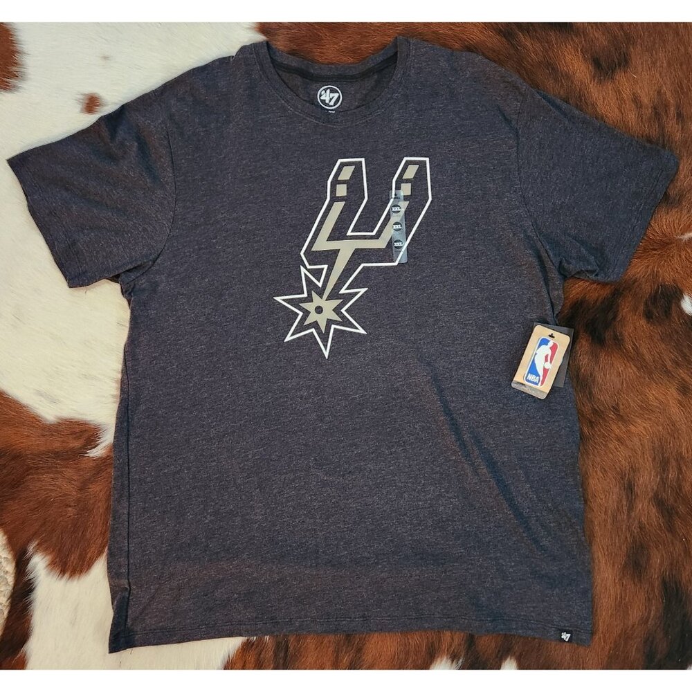 San Antonio Spurs T Shirt Men 2XL Dark Gray New with Tags 47 Brand XXL